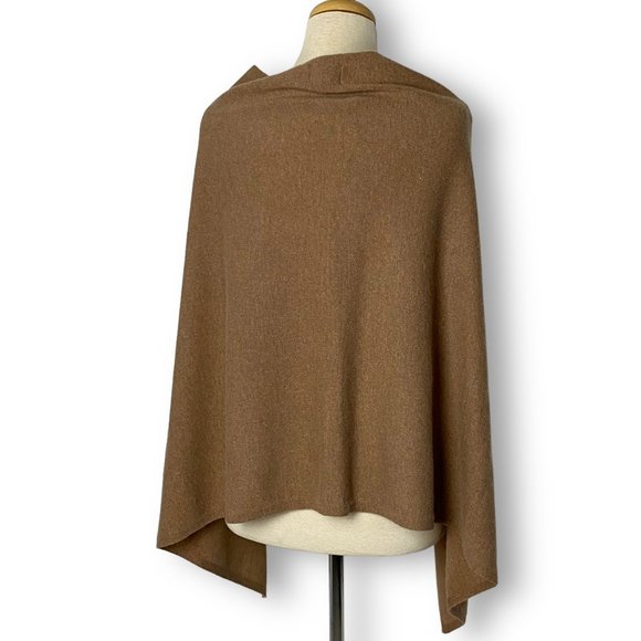 100% Cashmere Poncho Sweater, Camel, Not Shy, Lightweight Sz S/M, NWOT - Picture 2 of 5